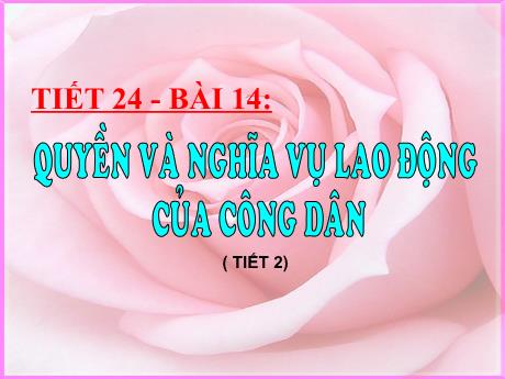 Bài giảng Giáo dục công dân Lớp 9 - Tiết 24, Bài 14: Quyền và nghĩa vụ lao động của công dân (Tiết 2)