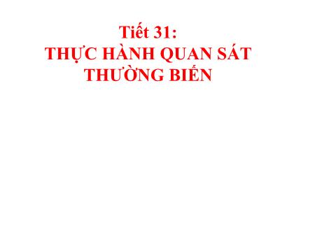 Bài giảng Khoa học tự nhiên Lớp 9 - Phần: Sinh học - Tiết 31, Bài 27: Thực hành quan sát thường biến