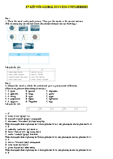 Bài tập Tiếng Anh Lớp 7 Global success - Unit 1: Hobbies (Có đáp án)
