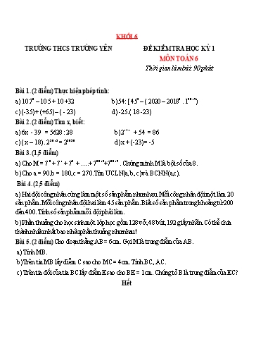 Đề cương ôn tập Các môn Lớp 6 (Lần 2)