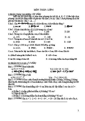 Đề cương ôn tập Các môn Lớp 6 (Lần 3)