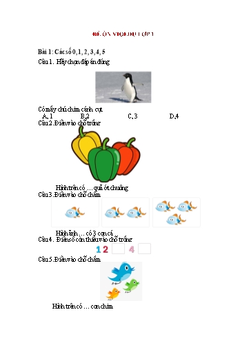 20 Câu hỏi ôn Vioedu môn Toán Lớp 1