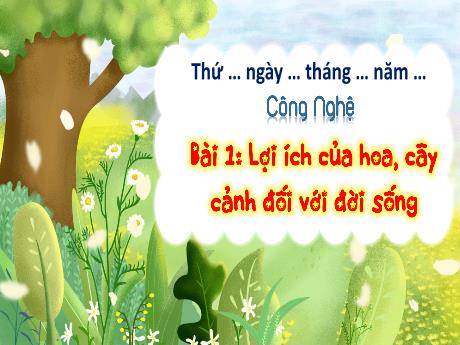 Bài giảng Công nghệ 4 - Bài 1: Lợi ích của hoa, cây cảnh đối với đời sống - Trường Tiểu học Hùng Tiến
