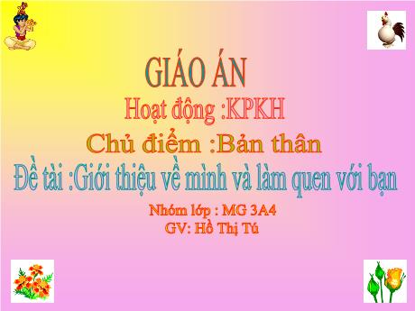 Bài giảng Mầm non Lớp Mầm - Chủ điểm: Bản thân - Đề tài: Giới thiệu về mình và làm quen với bạn - Hồ Thị Tú