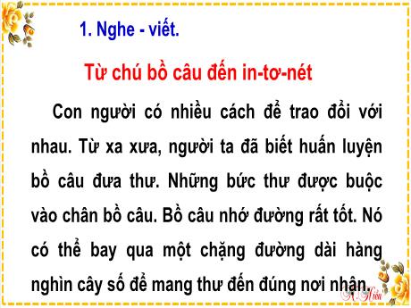 Bài giảng Tiếng Việt 2 - Bài 20: Từ chú bồ câu đến In-ter-nét