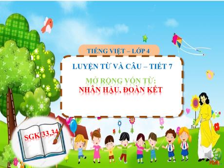 Bài giảng Tiếng Việt 4 (Luyện từ và câu) - Tiết 7: Mở rộng vốn từ nhân hậu, đoàn kết