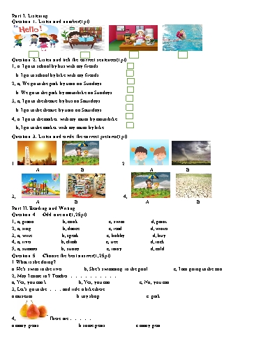 Đề khảo sát chất lượng học kì 2 môn Tiếng Anh Lớp 3 - Đề 6 - Năm học 2024-2025 - Trường Tiểu học Nhân Hòa (Có đáp án)