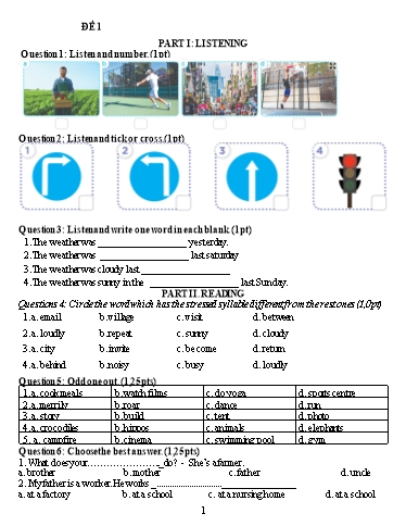 Đề ôn tập môn Tiếng Anh 4 - Năm học 2023-2024 - Trường Tiểu học Nhân Hòa