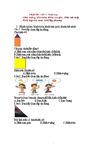 Đề ôn tập Vioedu môn Toán 1 - Hình học (Có đáp án)