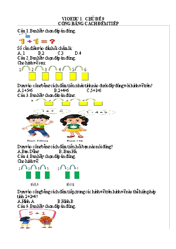 Đề ôn Vioedu môn Toán Lớp 1 - Chủ đề 9: Cộng bằng cách đếm tiếp (Có đáp án)