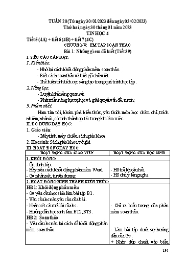 Kế hoạch dạy học Tin học 3-5 + Công nghệ 3 - Tuần 18 - Năm học 2022-2023 - Trường tiểu học Nhân Hòa