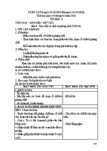 Kế hoạch dạy học Tin học 3-5 + Công nghệ 3 - Tuần 23 - Năm học 2022-2023 - Trường tiểu học Nhân Hòa