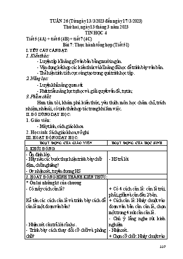 Kế hoạch dạy học Tin học 3-5 + Công nghệ 3 - Tuần 26 - Năm học 2022-2023 - Trường tiểu học Nhân Hòa
