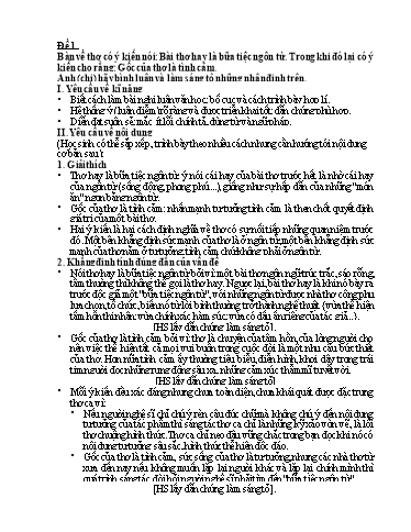 5 Đề thi học sinh giỏi Lí luận về thơ  - Trường THCS Trần Kim Xuyến (Có đáp án)