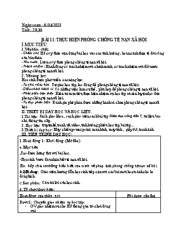 Bài giảng Giáo dục công dân 7 - Tuần 29,20 - Bài 11: Thực hiện phòng chống tệ nạn xã hội - Trường THCS Trần Kim Xuyến