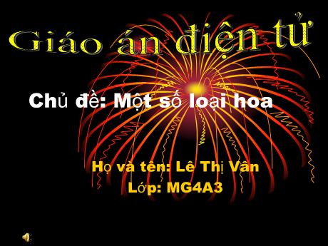 Bài giảng Mầm non Lớp Chồi - Chủ đề: Một số loài hoa - Đề tài: Trò chuyện về một số loài hoa - Lê Thị Vân