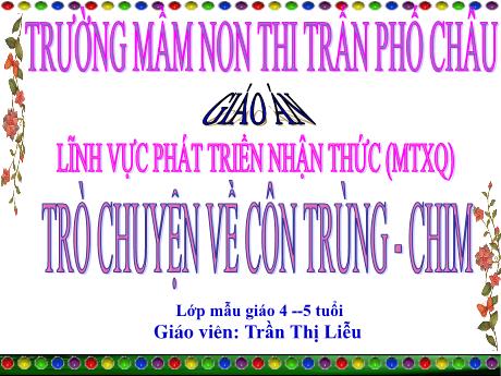 Bài giảng Mầm non Lớp Chồi - Đề tài: Trò chuyện về côn trùng và chim - Trần Thị Liễu