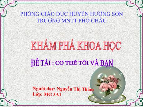 Bài giảng Mầm non Lớp Mầm - Chủ đề: Thực vật - Đề tài: Cơ thể tôi và bạn - Nguyễn Thị Thắm