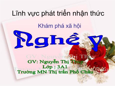 Bài giảng Mầm non Lớp Mầm - Lĩnh vực: Phát triển nhận thức - Khám phá xã hội: Nghề y - Nguyễn Thị Thúy