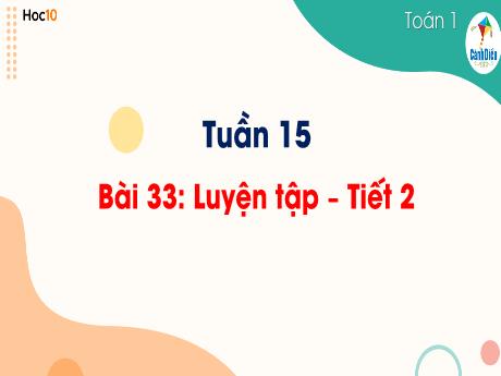 Bài giảng Toán 1 - Tuần 15, Bài 33: Luyện tập - Trường Tiểu học Sơn Long