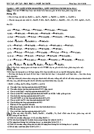Bài tập ôn tập Covid 19 môn Hóa học 9 - Năm học 2010-2020 - Trường Tiểu học Trần Kim Xuyến