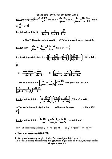Đề cương ôn tập môn Toán Lớp 9 - Trường THCS Trần Kim Xuyến
