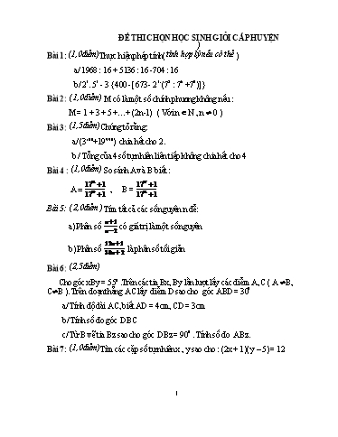 Đề thi chọn học sinh giỏi cấp huyện môn Toán 6 (Có đáp án)