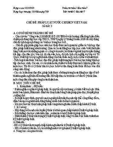 Giáo án GDCD 10 - Chủ đề: Pháp luật nước CHXHCN Việt Nam