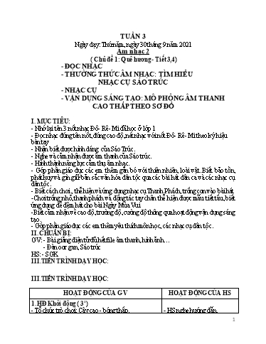 Kế hoạch bài dạy Âm nhạc Lớp 2 - Tuần 3 - Năm học 2021-2022 - Cao Thị Liễu