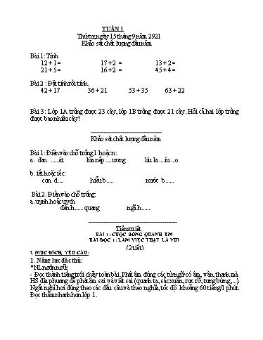 Kế hoạch bài dạy các môn Lớp 2 - Tuần 1 - Năm học 2021-2022 - Đinh Thị Thể