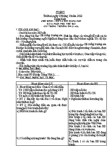 Kế hoạch bài dạy các môn Lớp 2 - Tuần 5 - Năm học 2022-2023 - Đinh Thị Thể