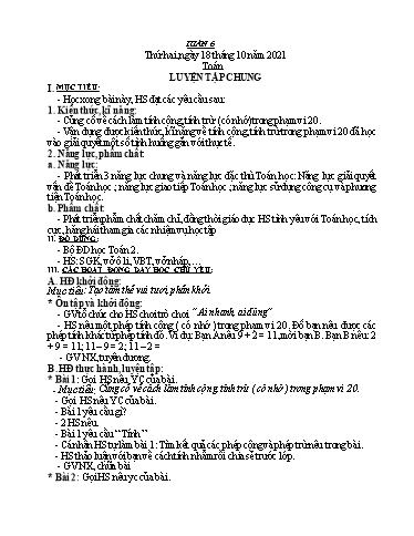 Kế hoạch bài dạy các môn Lớp 2 - Tuần 6 - Năm học 2020-2021 - Đinh Thị Thể