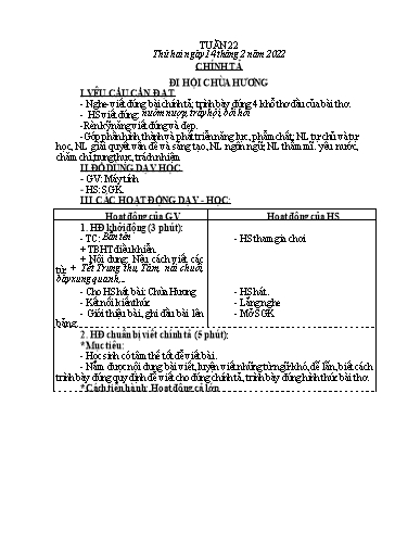Kế hoạch bài dạy các môn Lớp 3 (CV2345) - Tuần 22 - Năm học 2021-2022 - Nguyễn Thanh Trường