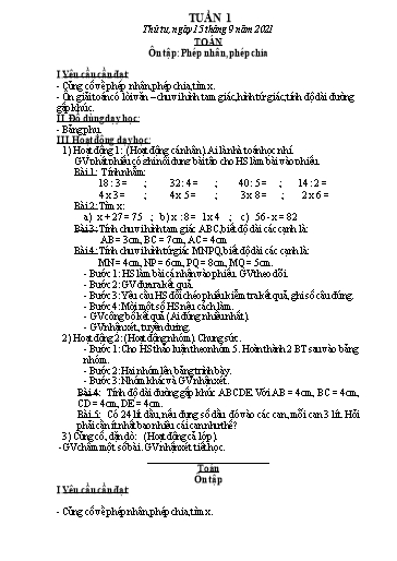 Kế hoạch bài dạy các môn Lớp 3 - Tuần 1 - Năm học 2021-2022 - Nguyễn Thanh Trường