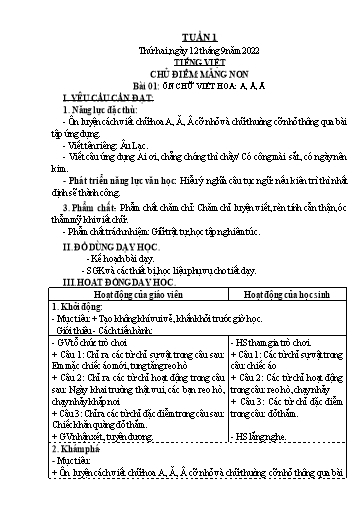 Kế hoạch bài dạy các môn Lớp 3 - Tuần 1 - Năm học 2022-2023 - Nguyễn Thị Huyền