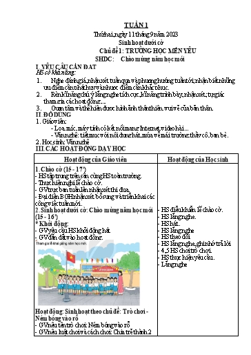 Kế hoạch bài dạy các môn Lớp 3 - Tuần 1 - Năm học 2023-2024 - Nguyễn Thị Huyền