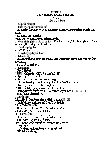 Kế hoạch bài dạy các môn Lớp 3 - Tuần 10 - Năm học 2021-2022 - Nguyễn Thanh Trường