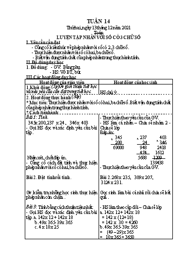 Kế hoạch bài dạy các môn Lớp 3 - Tuần 14 - Năm học 2021-2022 - Nguyễn Thị Huyền