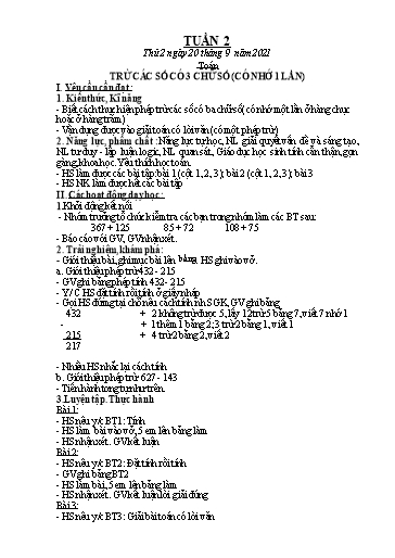 Kế hoạch bài dạy các môn Lớp 3 - Tuần 2 - Năm học 2021-2022 - Nguyễn Thanh Trường
