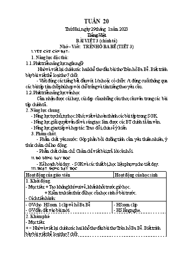 Kế hoạch bài dạy các môn Lớp 3 - Tuần 20 - Năm học 2022-2023 - Nguyễn Thị Huyền