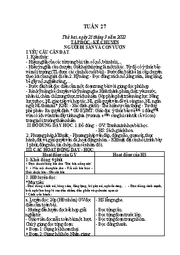 Kế hoạch bài dạy các môn Lớp 3 - Tuần 27 - Năm học 2021-2022 - Nguyễn Thanh Trường