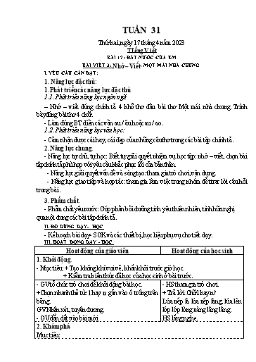 Kế hoạch bài dạy các môn Lớp 3 - Tuần 31 - Năm học 2022-2023 - Nguyễn Thị Huyền