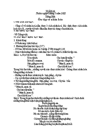 Kế hoạch bài dạy các môn Lớp 3 - Tuần 33 - Năm học 2021-2022 - Nguyễn Thanh Trường
