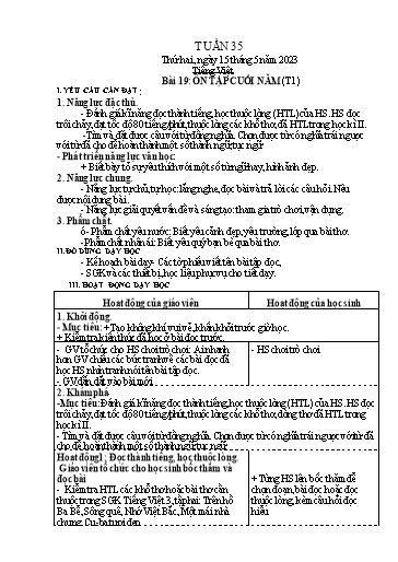 Kế hoạch bài dạy các môn Lớp 3 - Tuần 35 - Năm học 2022-2023 - Nguyễn Thị Huyền