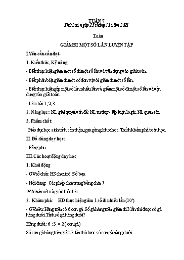 Kế hoạch bài dạy các môn Lớp 3 - Tuần 7 - Năm học 2021-2022 - Nguyễn Thanh Trường