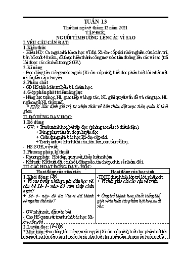 Kế hoạch bài dạy các môn Lớp 4 (CV2345) - Tuần 13 - Năm học 2021-2022 - Nguyễn Thanh Trường