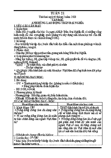 Kế hoạch bài dạy các môn Lớp 4 (CV2345) - Tuần 21 - Năm học 2022-2023 - Nguyễn Thanh Trường