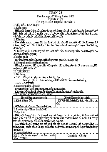 Kế hoạch bài dạy các môn Lớp 4 (CV2345) - Tuần 28 - Năm học 2022-2023 - Nguyễn Thanh Trường