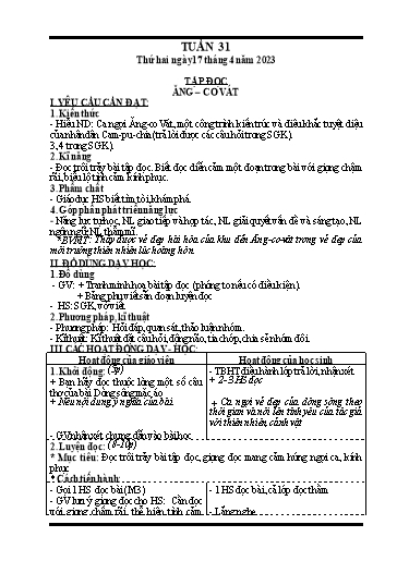 Kế hoạch bài dạy các môn Lớp 4 (CV2345) - Tuần 31 - Năm học 2022-2023 - Nguyễn Thanh Trường
