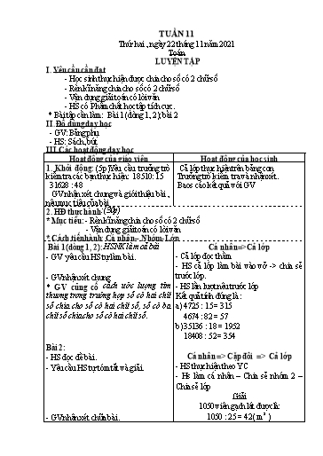 Kế hoạch bài dạy các môn Lớp 4 - Tuần 11 - Năm học 2021-2022 - Nguyễn Thị Huyền